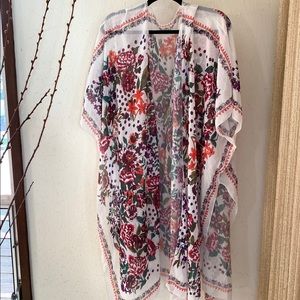 Floral Print Chiffon Cape/ Cover Up NWOT